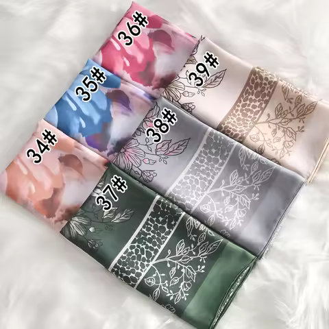110*110cm Square Scarf Women Muslim Hijab Headscarf Wraps Printed Cotton Voile Square Scarf Hijab Tu