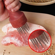 KY-D Wooden Handle Pig Skin Fork Stainless Steel Meat Tenderiser Household Kitchen Steak Pork Chop Steak Tenderizers Ins