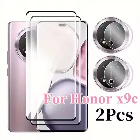 4-in-1 2pcs Camera Lens Protective Film and 2pcs HD Screen Tempered Glass for Honor X9c Smart X8b X9