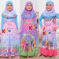 LY - GAMIS ANAK OVERALL PRINTING SET HIJAB 6-11 TAHUN/ BAJU MUSLIM NGAJI ANAK PEREMPUAN MOTIF FROZEN