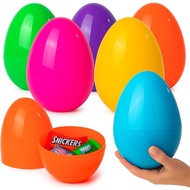 Jumbo Fillable Easter Eggs 6 Pack – 6'' Giant Plastic Easter Eggs with Flat Bottom, Bright Colorful 