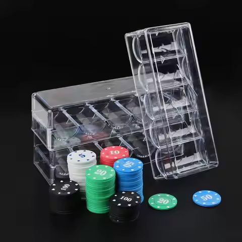 Chips Storage Box Can Hold 100 Chips Box Texas Hold'em Transparent Card Tray Chip Rack Points Coin S
