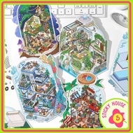 Sticker 3D Star Hotel Grounds cute Korean landscape, store decoration,DIY Painting