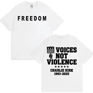 Freedom Charlie Kirk T Shirt Doa untuk Charlie Voices Not Violence T-shirt Lelaki Wanita Kasual Lela
