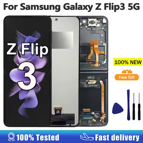 6.7"Super AMOLED For Samsung Galaxy Z Flip3 5G LCD Display Touch Screen Digitizer Assembly For Samsu