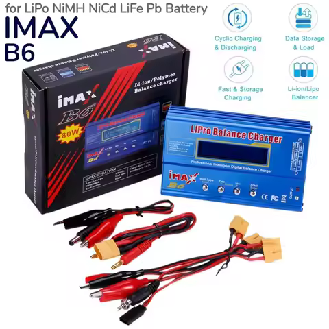 Digital Imax B6 80W Balance Charger T/Tamiya/XT60 Plug For RC Lipo NiMH NiCd Li-ion Battery