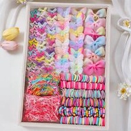 883pcs Girls Colorful Flower Bow Hair Clips, Cute Princess Hair Accessories Including Hair Ties, Scr