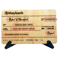 Replika Cek Kayu / Wooden Mockup Cheque / Cek Hantaran Kahwin