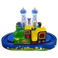新款城堡列車電動兒童投遊戲設備雙軌道小火車淘氣堡搖擺機電玩