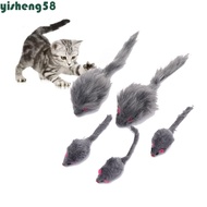 YISHENG Grey Plush Mouse Cat Toy, Simulation Mouse Souding False Mouse Cat Pet Toys, Cats Training Game Plush Bite Resistant Soft Long-haired Tail Mice Toys Relieve Boredom