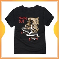 KATUN RKS Boys' Skateboard Distro Character T-Shirt Cool OutSkate Combed Cotton 30s Fashion Kids A6 