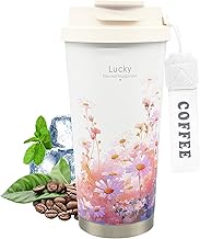 fluorehoso Coffee Mug to Go, 18 oz/520 ml, Thermal Mug, Insulated Mug, Stainless Steel Travel Mug wi