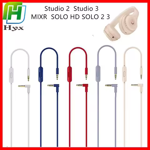 HYX 3.5mm Audio Line For Beats Studio 2.0 3.0 SOLO HD Pro Mixr Microphone Headset High Quality 2 Plu