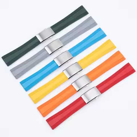 22-18mm 24-20mm FKM Soft Nature Fluoro Rubber Watchband Fit For Breitling Strap For Superocean Navit