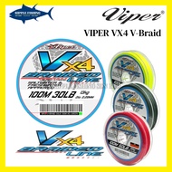 VIPER VX4 V-Braid X4 Braided Fishing Line Saltwater Freshwater Strong 4X PE (100M)