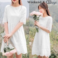 SG LOCAL WEEKEND X OB DESIGN CASUAL SUMMER WOMEN WHITE COTTON EYELET LACE A-LINE MIDI DRESS S-XXXL PLUS SIZE