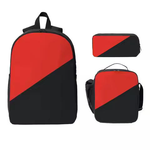 Anarchyflag Backpack Student Boys Girls BookBag School Bag Computer Shoulder Bags 3ps Insulated Lunc
