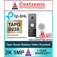 TP-Link Tapo D235 2K 5MP Smart Battery Video Doorbell IP/CCTV/Camera (1 year Local Warranty)