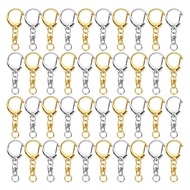 100 Piece D Hook Keychain Hardware with Jump Rings Metal Split Key Ring Clips with Chain for Craft C