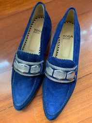 Toga Pulla Blue velvet loafers
