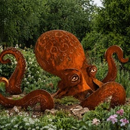 Garden Ornament Giant Squid Statue Outdoor Decor Weatherproof Patio [myhomever.my]