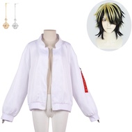 Anime Tokyo Revengers Hanemiya Kazutora Cosplay Costume Wig Zipper White Jacket Valhalla Uniform Bas