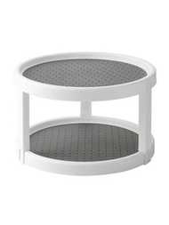 木茶花生活館 - 雙層360° 旋轉置物架 調味料 飲品架 水果盤 置物架 收納架 層架 廚房 雪櫃