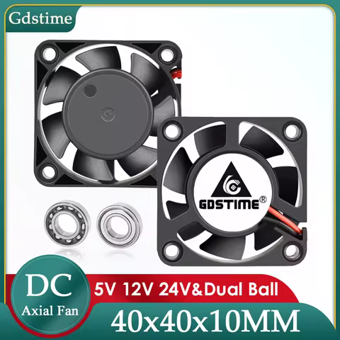 Gdstime 40mm Fan DC 5V 12V 24V 40MM*10MM Brushless Cooling Fan 4CM Dual Ball Mini Fan 4010 Fan for 3