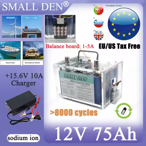 2025 New 12V 75Ah Sodium Ion Battery 4S1P Na Li-ion Portable suitcase For Electric Vehicle, Travel S
