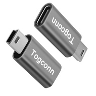 Togconn USB C to Mini USB Adapter (2 Pack), Type C (Female) to Mini USB (Male) Convert Connector, Su