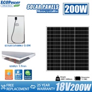 แผงโซล่าเซลล์ solar cell 12V สำหรับชาร์จแบตเตอรี่ แผงโซร่าเซลล์ Solar panel Monocrystalline แผงโซล่า