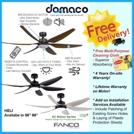 Fanco Heli 56" &amp; Heli Pro 66" DC Ceiling Fan with 3 Tone LED Light Kit and Remote