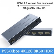 HDMI 2.1 Switch 4 in 1 out 8K@60Hz 4K@120Hz, HDMI2.1 Switcher 4x1 for PS5/Nintendo Switch/XBox