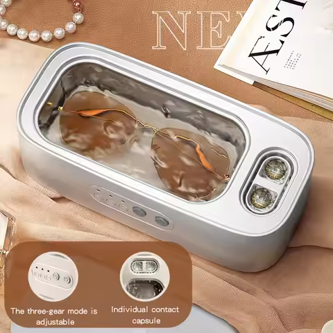 Household Double Bin Ultrasonic Cleaning Machine, Adjustable High Frequency Vibration for Jewelry Fu