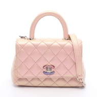 【二手】香奈兒 (Chanel) Coco Handle XXSTOPAurora 2WAY AS2215 金屬粉紅魚子醬紋小牛皮 (粒面小牛皮) Coco Handle 絎縫 2 向鏈條肩帶