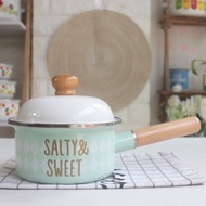 Enamel Milk Pot 14cm16cm18cm Soup Pot Single Handle Thick 0.7 Ll1.3l1.8l Instant Noodle Pot Noodle P