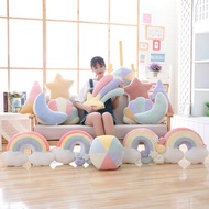 Gula-Gula Warna Awan Bintang Bulan Bantal Rainbow Bantal Pusingan Bentuk Boneka Bola Lembut Bantal Bantal Kusyen Rumah Rumah Sofa Hiasan Bantal untuk rakan