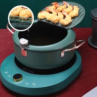 Non Stick Tempura Deep Fryer Kitchen Deep Frying Pot Thermometre Tempura Fryer Pan Fried Chicken Pot Cooking Tools Oil Rack Home