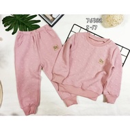 5-17 Little Girl Waffle Stretch Casual Suit Outing Clothes Top+Pants 76382