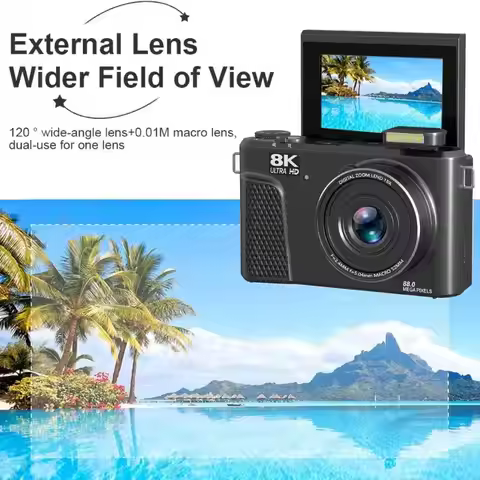 M6CA 8K Digital Photography Camera 180 Degree 18X Digital Zoom Vlog Video Recorder