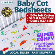 Baby Cot Bedsheet Fitted Sheet, 100% Cotton Soft Mattress Cover IKEA sized, Children Kids Newborn Cr