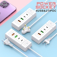 4 Ports Quick Charger 3.0 USB Plug Power Strip Charger Station Splitter 5V4A Type-C Fast Charging