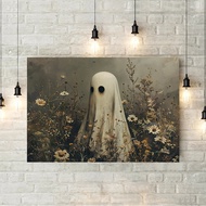 Perilla-Moody Woman และโปสเตอร์ผีน่ารักผ้าใบวาดภาพกบแมวดำตกแต่งศิลปะตกแต่งผนังบ้านฮาโลวีนแบบกอธิค