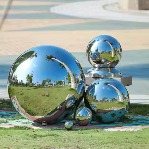 Diameter 400MM 500MM Stainless Steel Hollow Sphere Ornaments, Simple Mirror Polished Shiny Sphere Ou