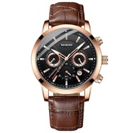 TRILLION IDJam Tangan Tali Kulit Pria Chronograph Aktif -Jam Tangan Casual Pria Tahan Air -Arloji Sp