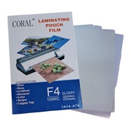 PLASTIC LAMINATING F4 FOLIO 20 LBR 100 MICRON GLOSSY HEAT LAMINATED