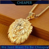 Gold Color Singa Emas Color New Men's Fashion Lion Head Gold Pendant Necklace Punk Jewelry