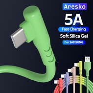 Aresko 5A Super Charge Elbow Type C Fast Charging Liquid Silicone For Huawei Mate 30 40 Pro Samsung Galaxy S20U S21U Note8 Note9 Note10Plus Note20U  Charge Usb C Type C Cable