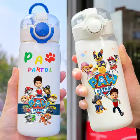 400ML PAW Patrol Children's Transparent Straw, Handheld Pop Cap Water Bottle, Adult Anti Fall Travel