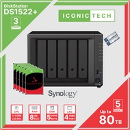 Ironwolf Pro 8TB~80TB Synology DS1522+ x2 SSD Cache NAS | Pre Configured Nas | On-Site Installation 